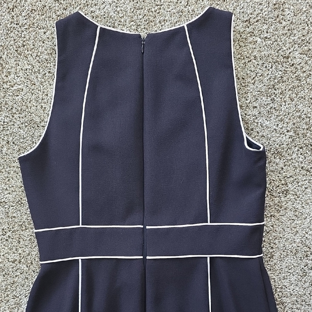 Tahari Navy Mini Dress with White Trim - Picture 5 of 7